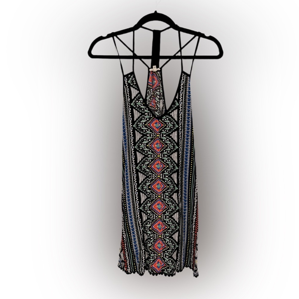 En Creme Pink and Black Halter Sundress Resort Wear